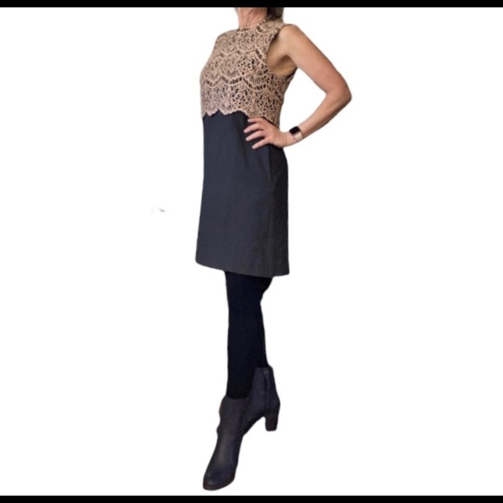 Fully lined Halogen dress with lace top and pockets.